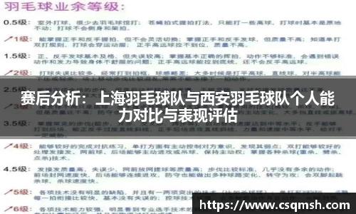赛后分析：上海羽毛球队与西安羽毛球队个人能力对比与表现评估