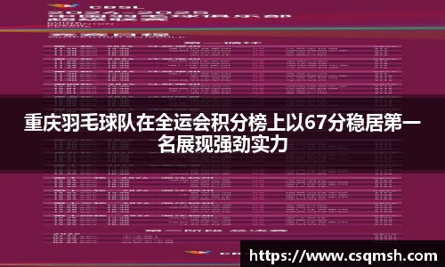 重庆羽毛球队在全运会积分榜上以67分稳居第一名展现强劲实力